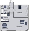 1 bedroom loft floor plan